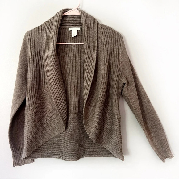 H&M Open Front Knit Cardigan Taupe Size Medium Casual Career Cozy - Picture 1 of 6